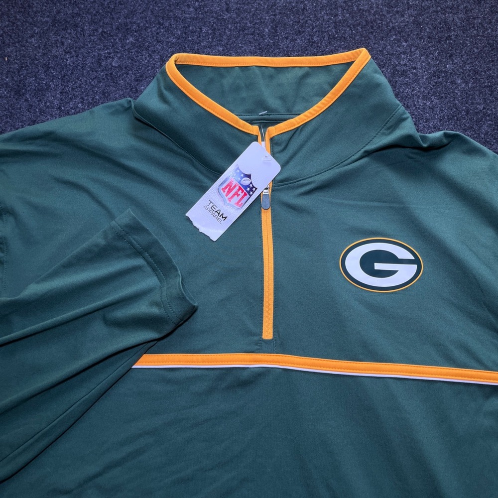 NFL Team Apparel Pullover Mens 2XL Green New Packers Quarter Zip Performance